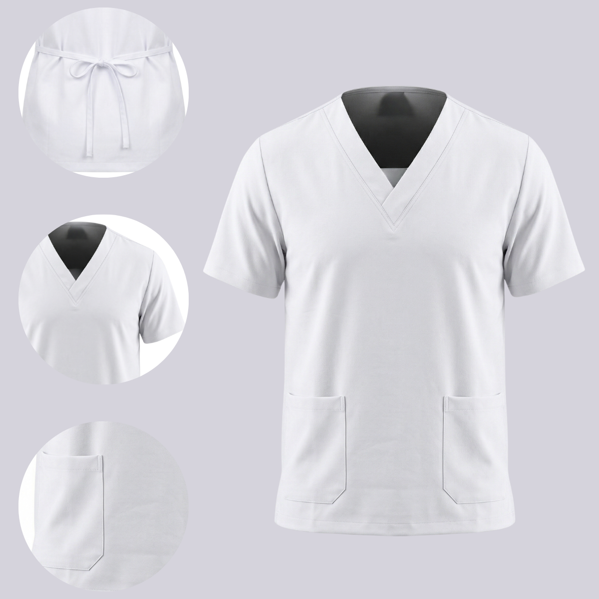 Blusa Scrub Pijama Cirúrgico Masculino Branco