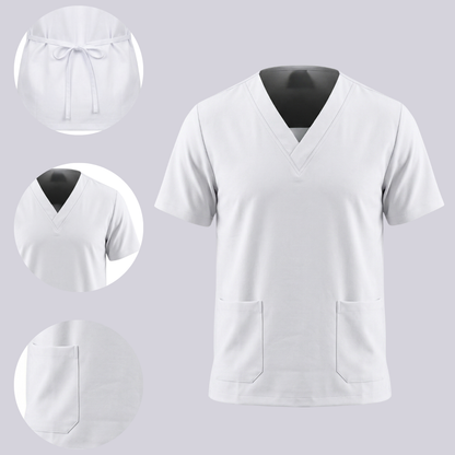 Blusa Scrub Pijama Cirúrgico Masculino Branco