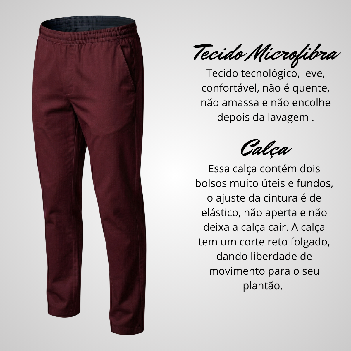 Calça Scrub Pijama Cirúrgico Feminino Bordô