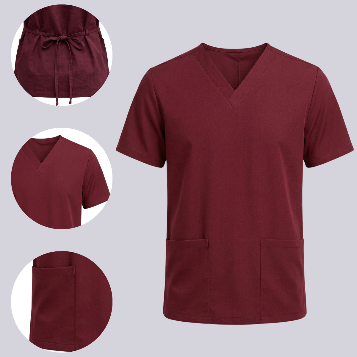 Blusa Scrub Pijama Cirúrgico Masculino Bordô