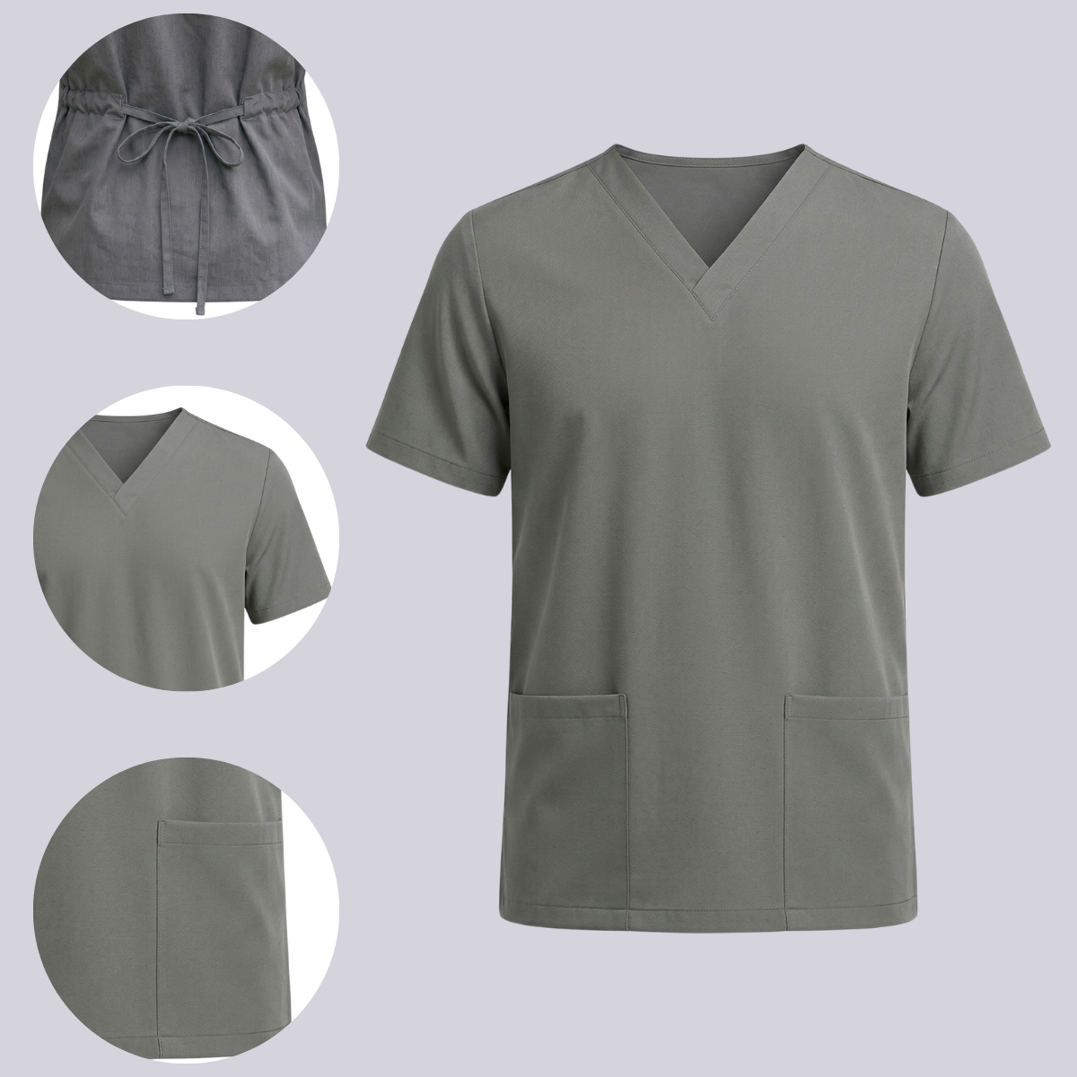 Blusa Scrub Pijama Cirúrgico Masculino Cinza