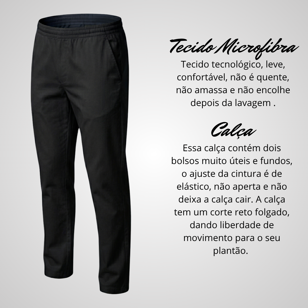 Calça Scrub Pijama Cirúrgico Masculino Preto