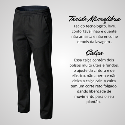 Calça Scrub Pijama Cirúrgico Masculino Preto