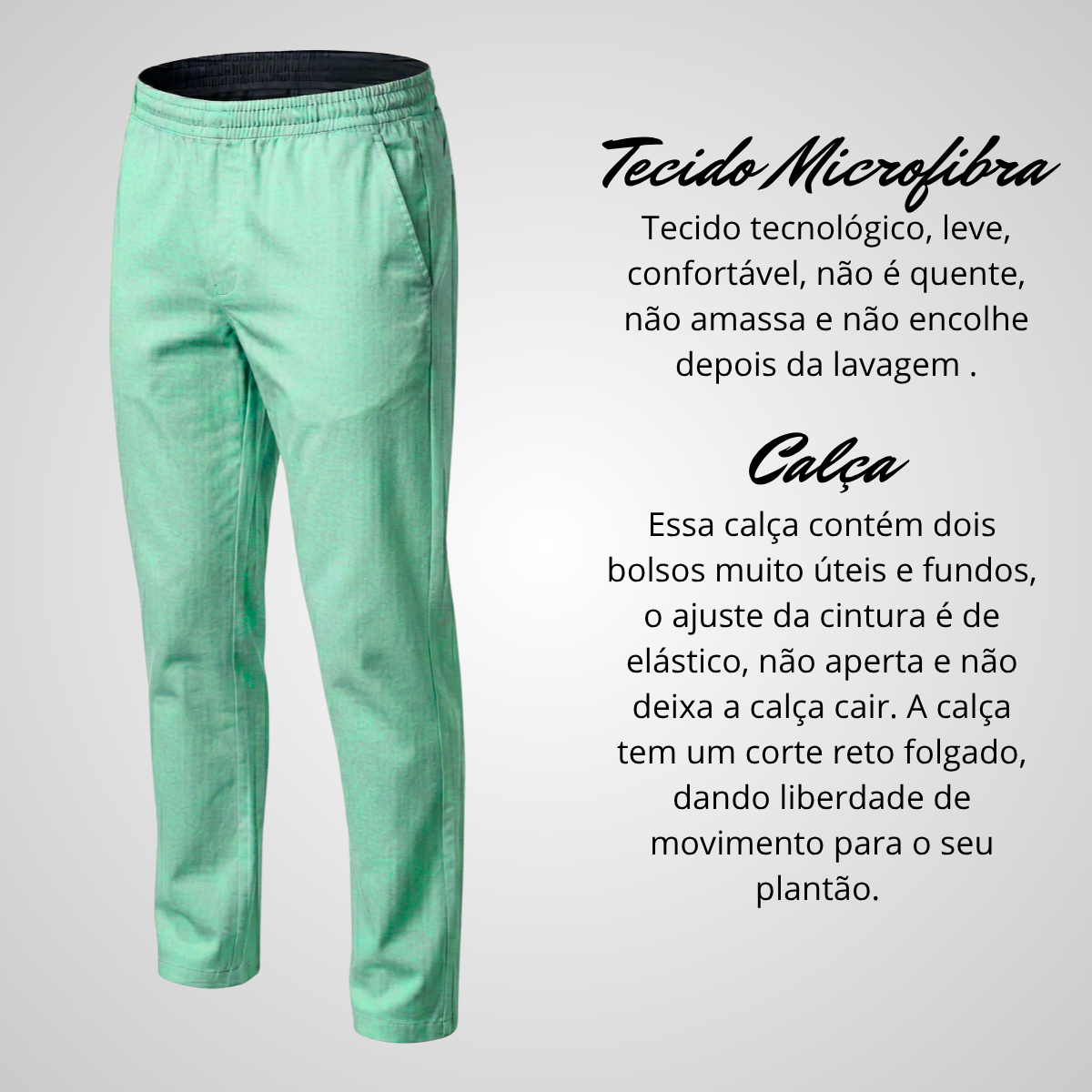 Calça Scrub Pijama Cirúrgico Masculino Verde Água