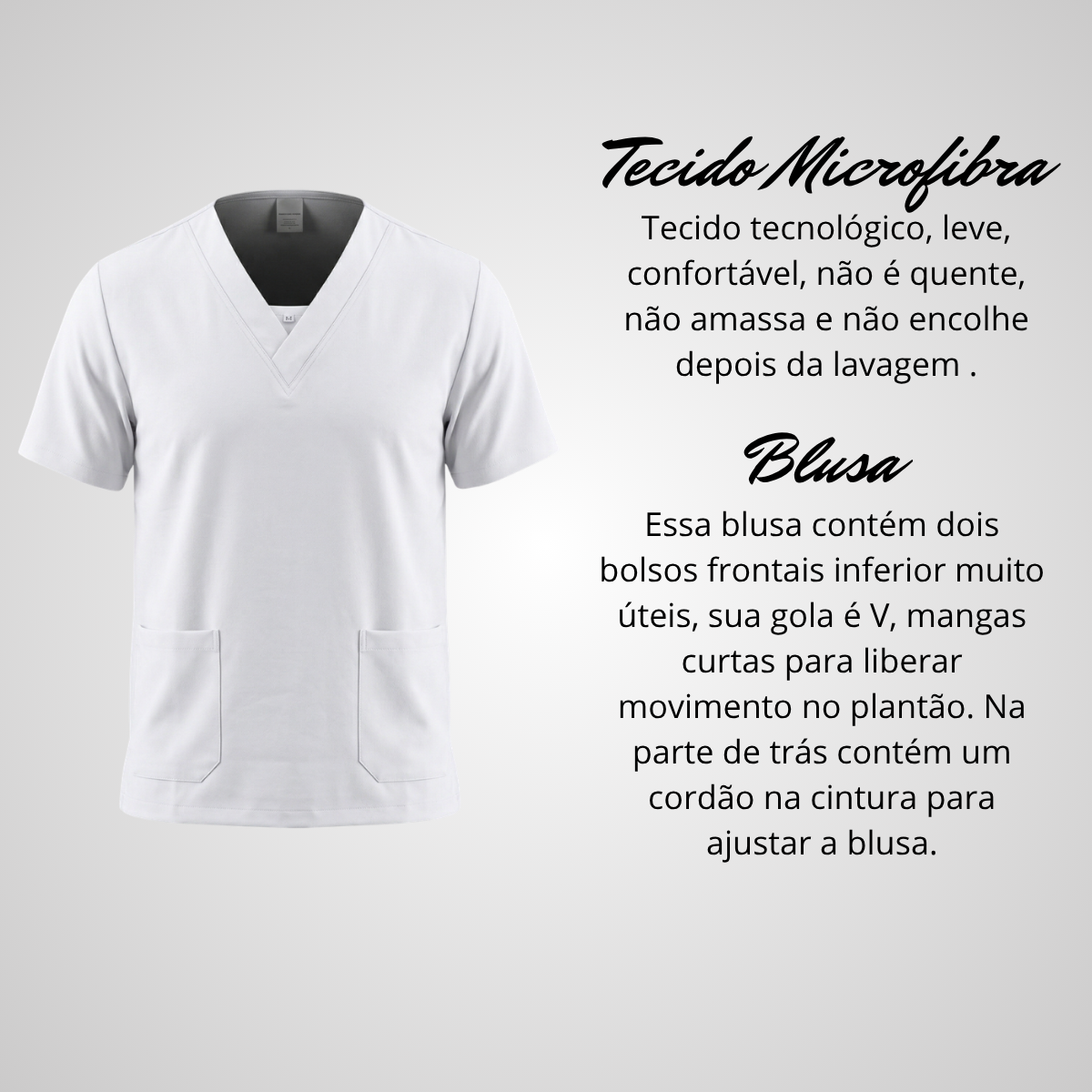 Blusa Scrub Pijama Cirúrgico Feminino Branco