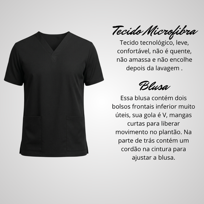 Blusa Scrub Pijama Cirúrgico Feminino Preto