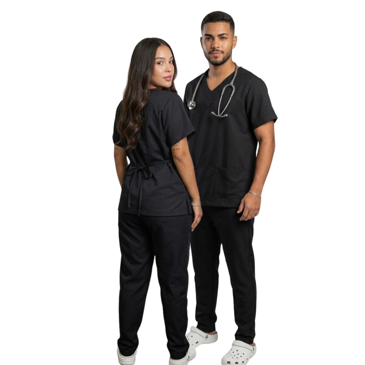Scrub Conjunto Hospitalar Unissex Preto Tecido Premium