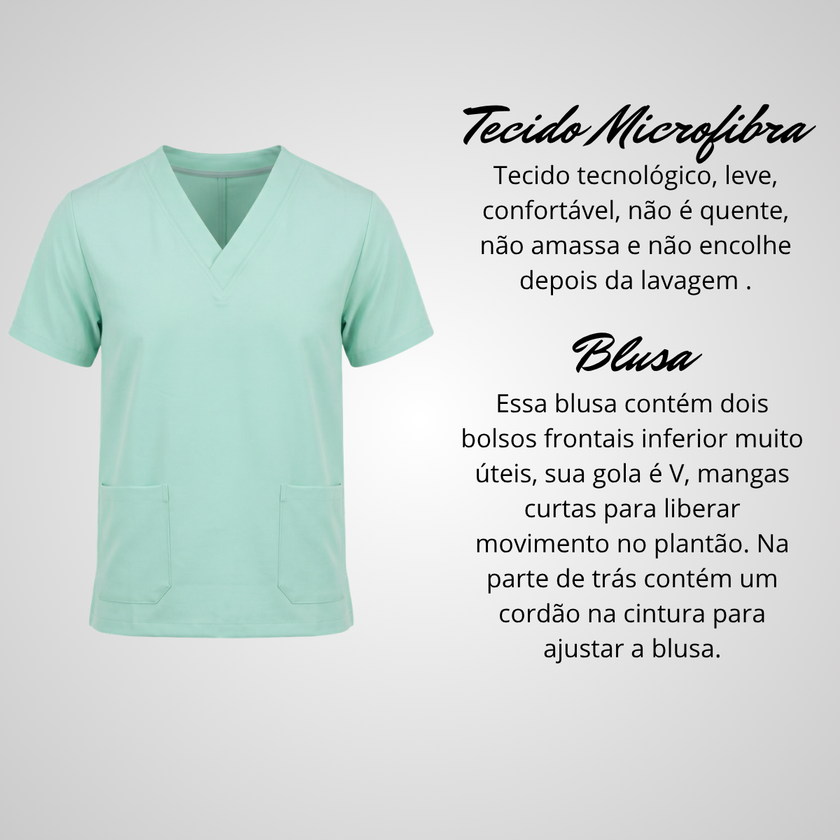 Blusa Scrub Pijama Cirúrgico Masculino Verde Água