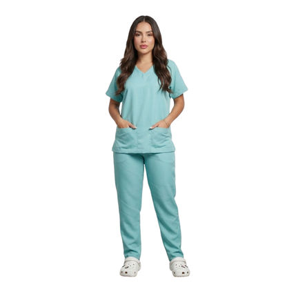 Scrub Conjunto Hospitalar Unissex Verde Água Tecido Premium