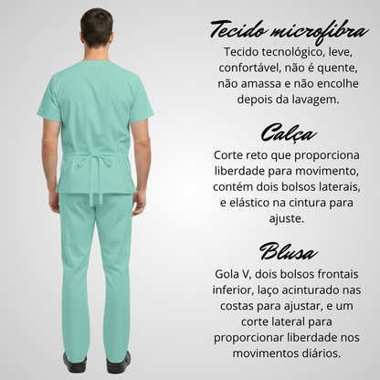 Scrub Pijama Cirúrgico Masculino Verde Água