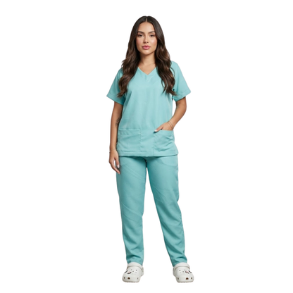 Scrub Conjunto Hospitalar Unissex Verde Água Tecido Premium