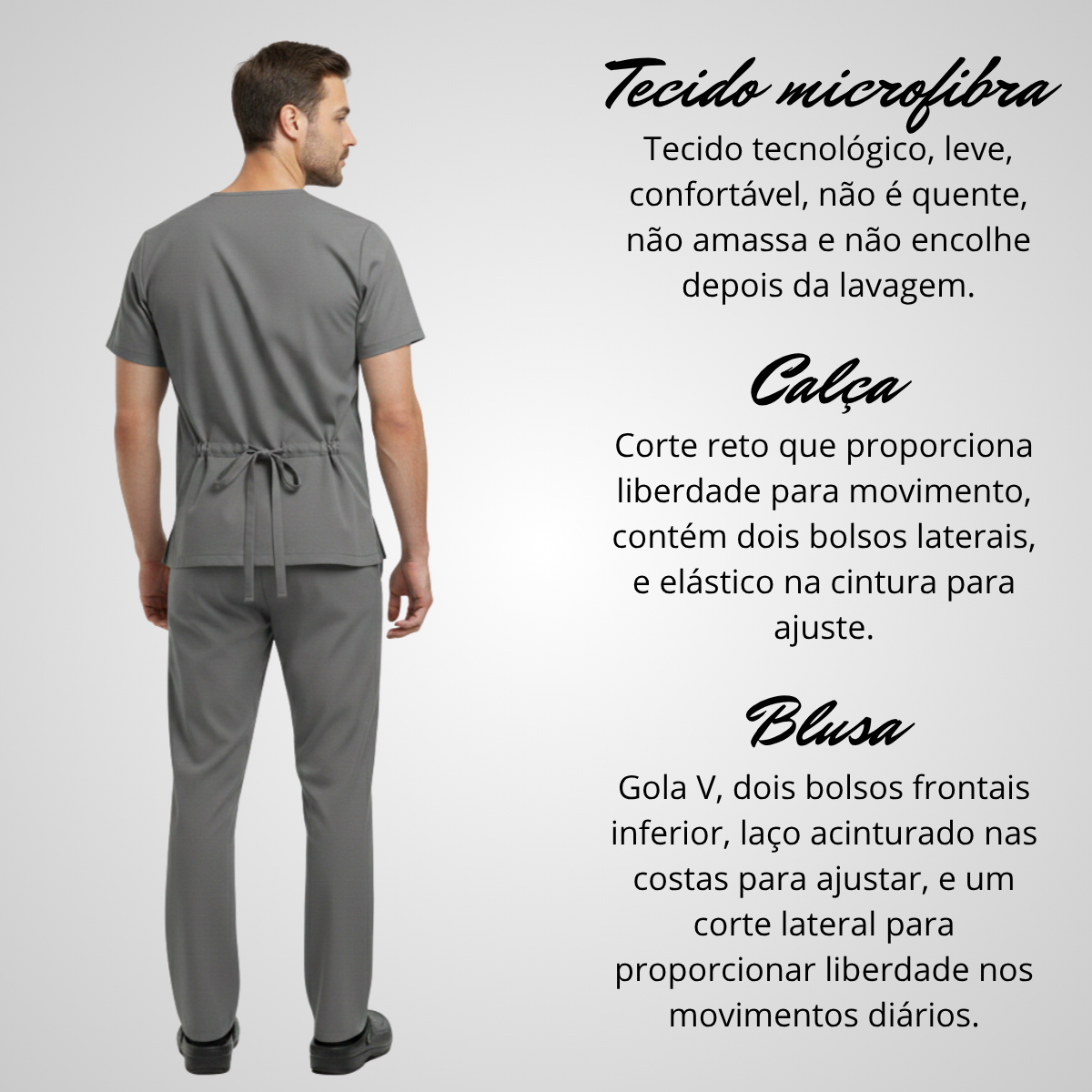 Scrub Pijama Cirúrgico Masculino Cinza