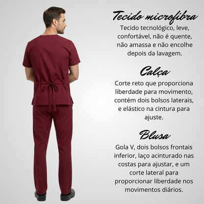 Scrub Pijama Cirúrgico Masculino Bordô