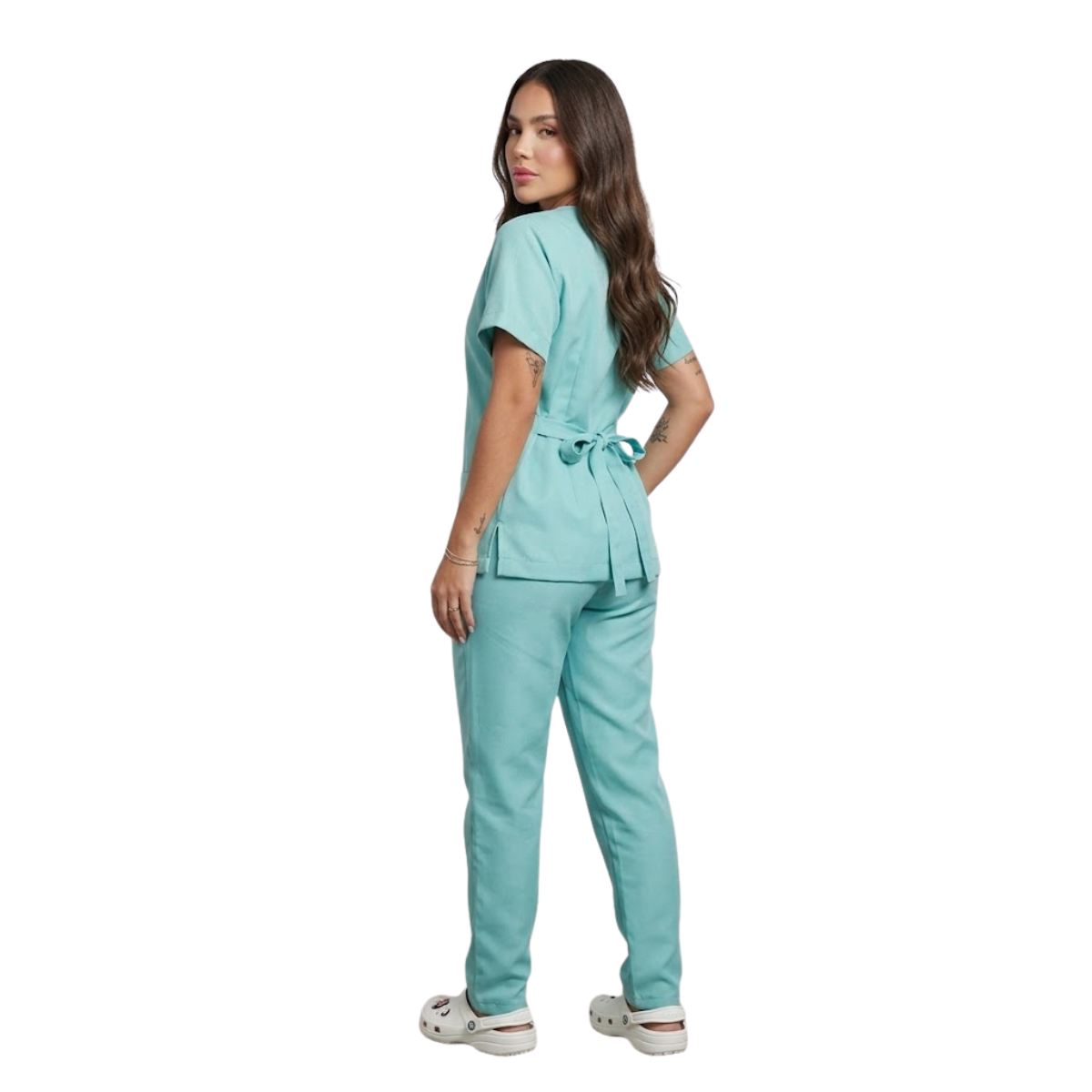 Scrub Conjunto Hospitalar Unissex Verde Água Tecido Premium