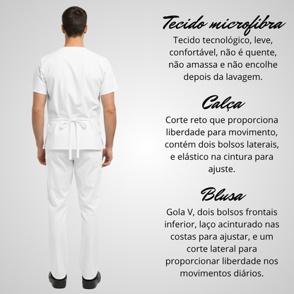 Scrub Pijama Cirúrgico Masculino Branco