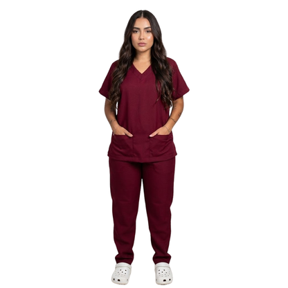 Scrub Conjunto Hospitalar Unissex Vinho Tecido Premium