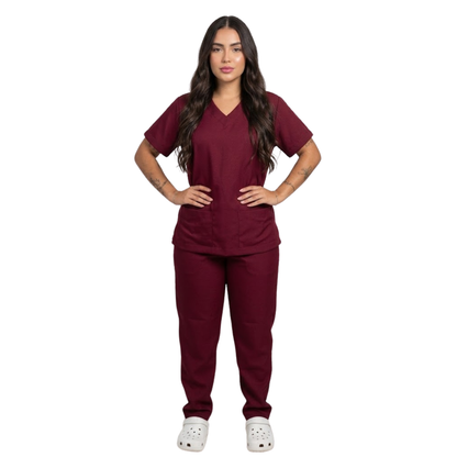 Scrub Conjunto Hospitalar Unissex Vinho Tecido Premium