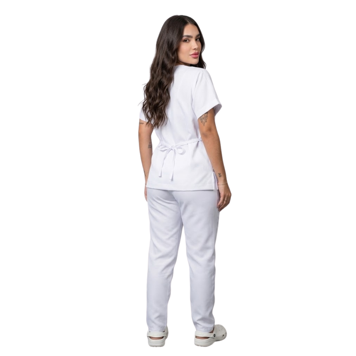 Scrub Conjunto Hospitalar Unissex Branco Tecido Premium