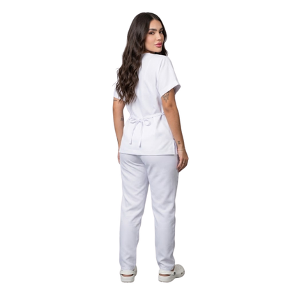 Scrub Conjunto Hospitalar Unissex Branco Tecido Premium
