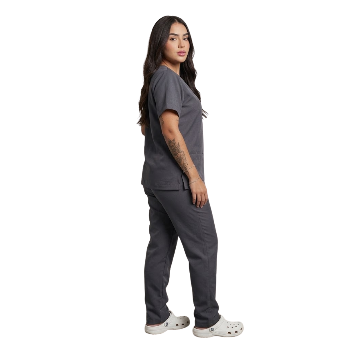 Scrub Conjunto Hospitalar Unissex Cinza Tecido Premium