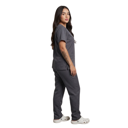 Scrub Conjunto Hospitalar Unissex Cinza Tecido Premium