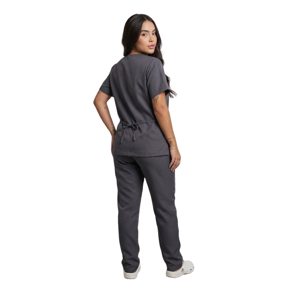 Scrub Conjunto Hospitalar Unissex Cinza Tecido Premium