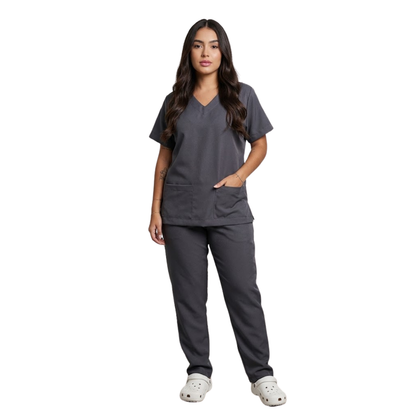 Scrub Conjunto Hospitalar Unissex Cinza Tecido Premium