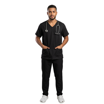 Scrub Conjunto Hospitalar Unissex Preto Tecido Premium