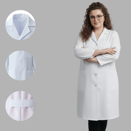 Jaleco Plus Size Feminino Branco com Botão Manga Longa