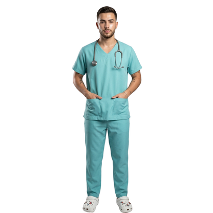 Scrub Conjunto Hospitalar Unissex Verde Água Tecido Premium