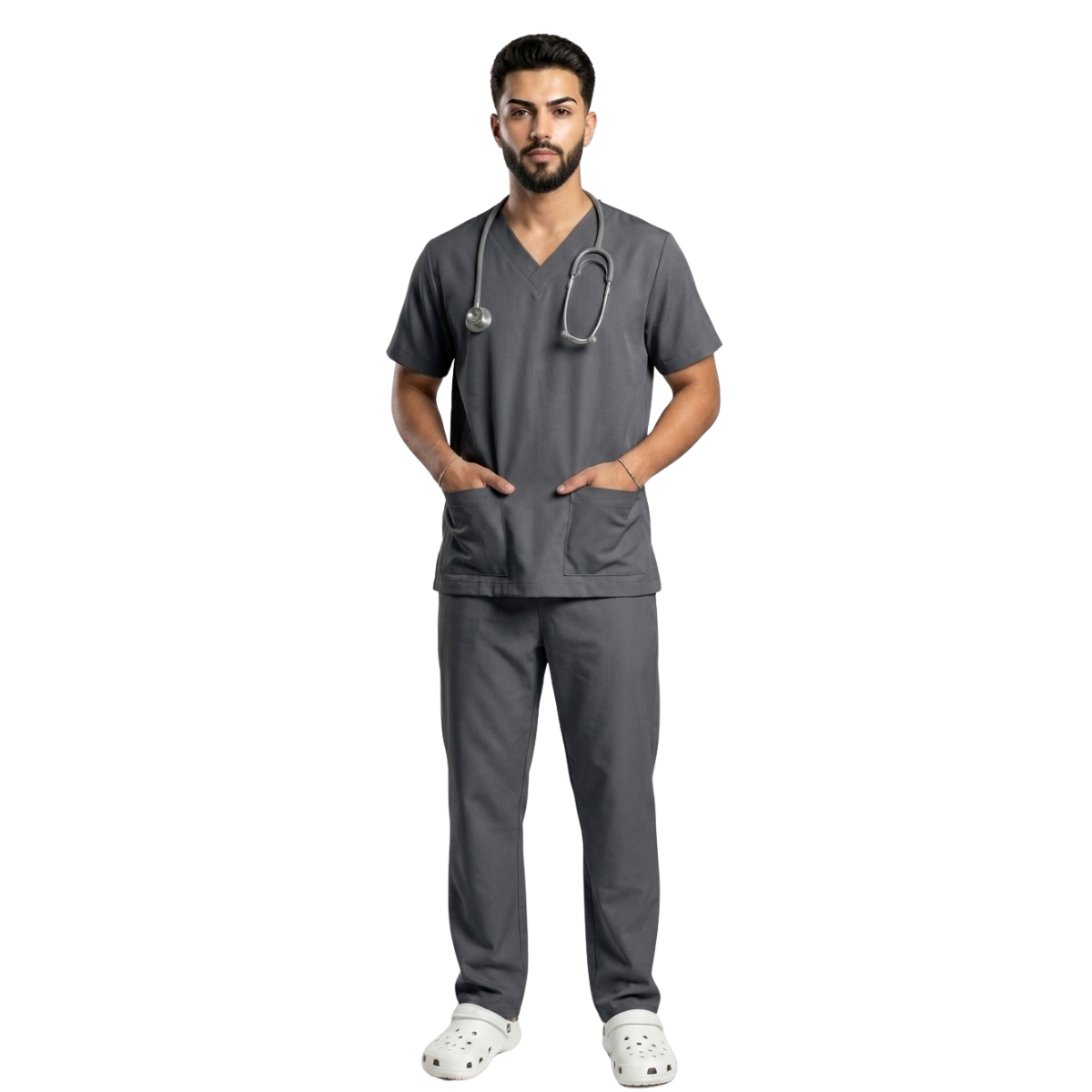 Scrub Conjunto Hospitalar Unissex Cinza Tecido Premium