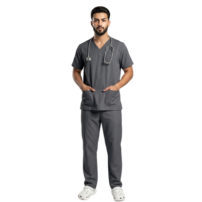 Scrub Conjunto Hospitalar Unissex Cinza Tecido Premium