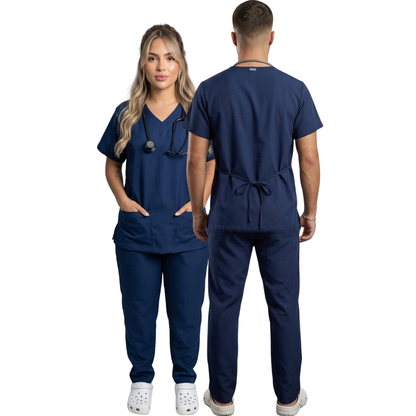 Scrub Conjunto Hospitalar Unissex Azul Marinho Tecido Premium