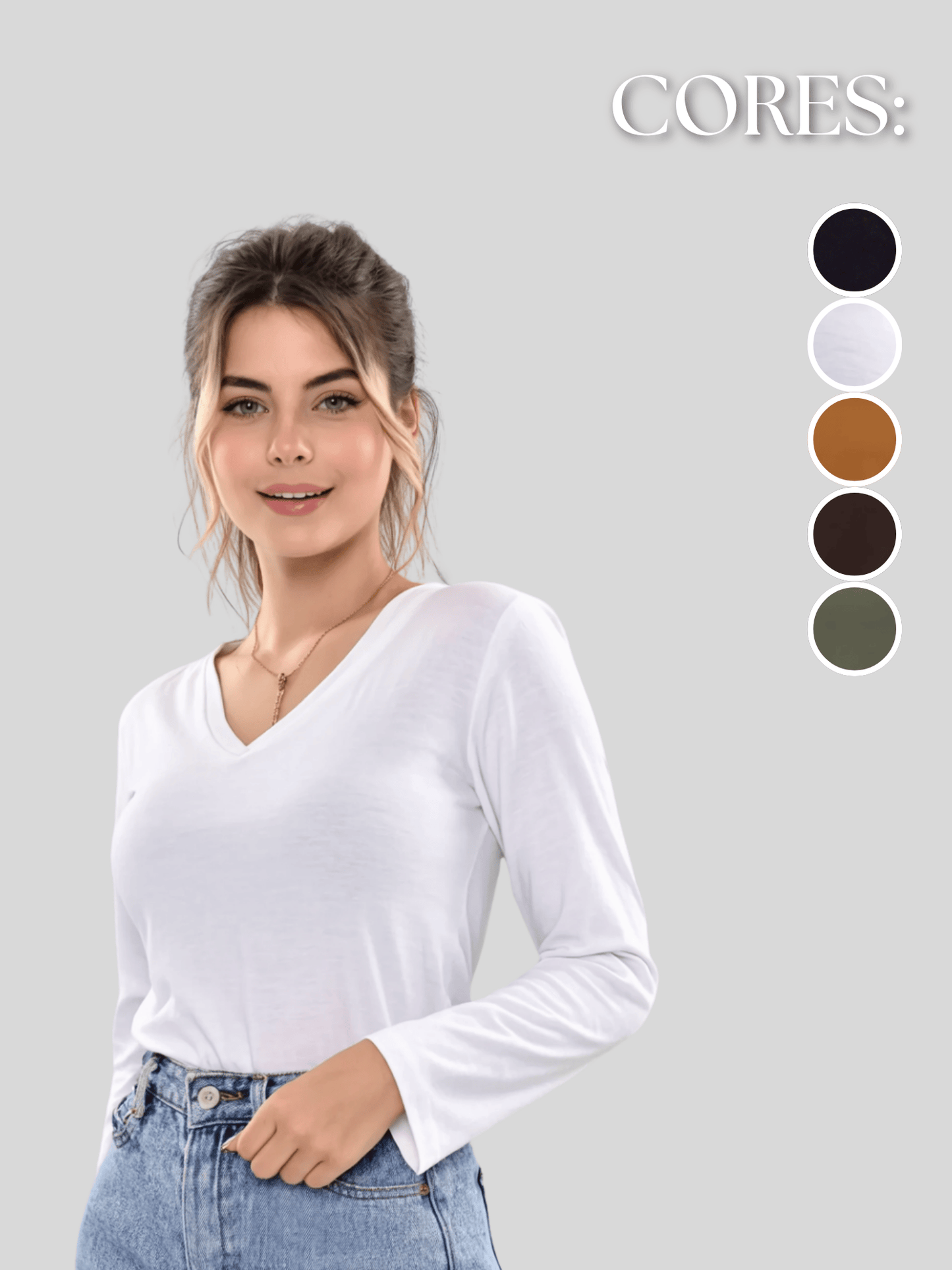 Blusa Gola V Manga Longa