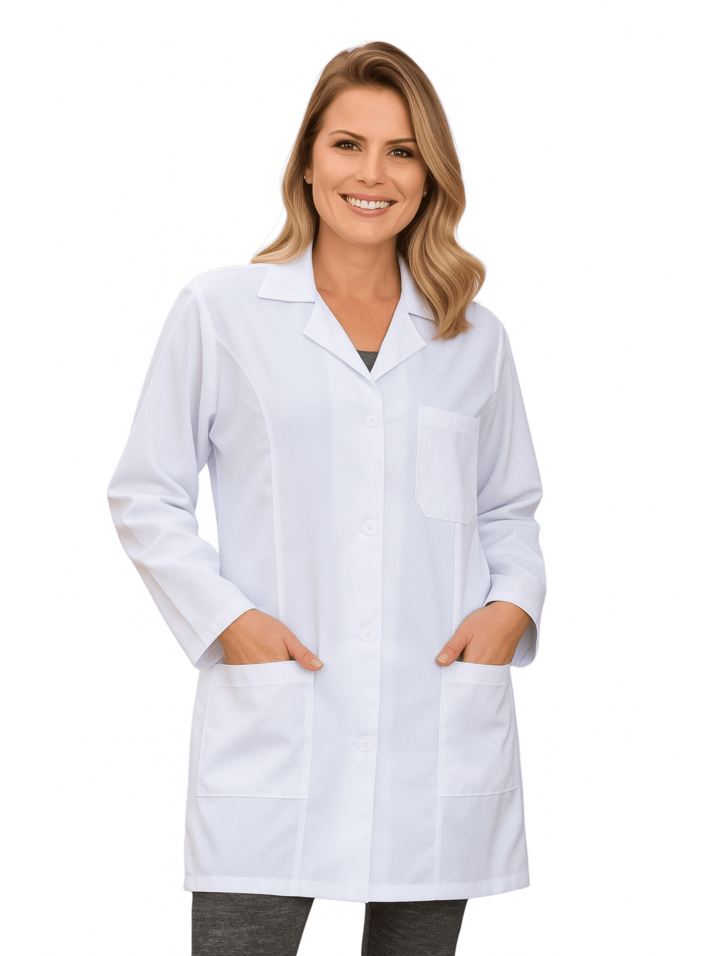 Jaleco Feminino com Botão Manga Longa