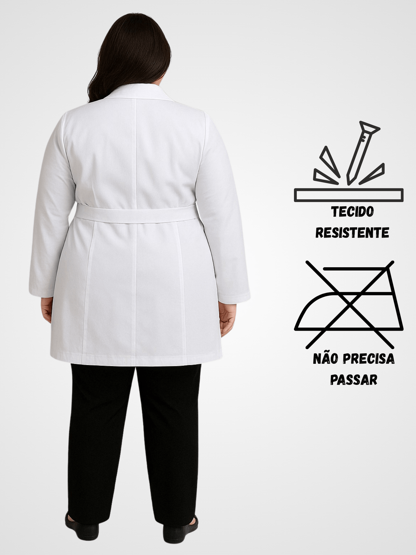 Jaleco Plus Size Feminino com Botão Manga Longa