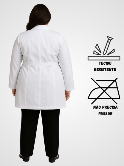 Jaleco Plus Size Feminino com Botão Manga Longa