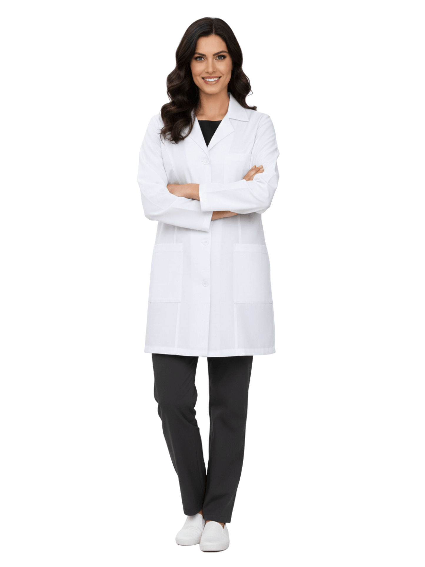 Jaleco Feminino Branco com Botão Manga Longa