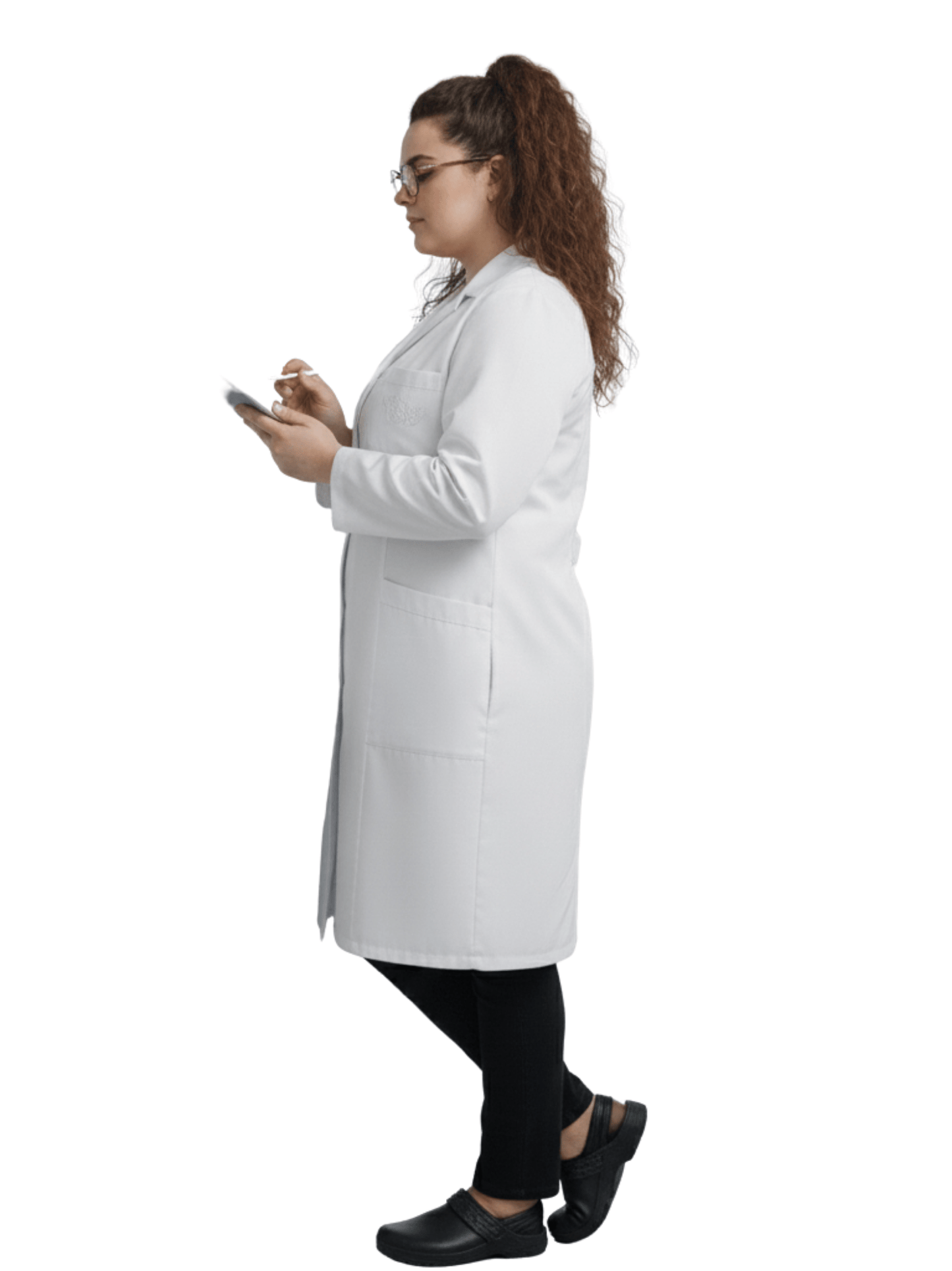 Jaleco Plus Size Feminino Branco com Botão Manga Longa