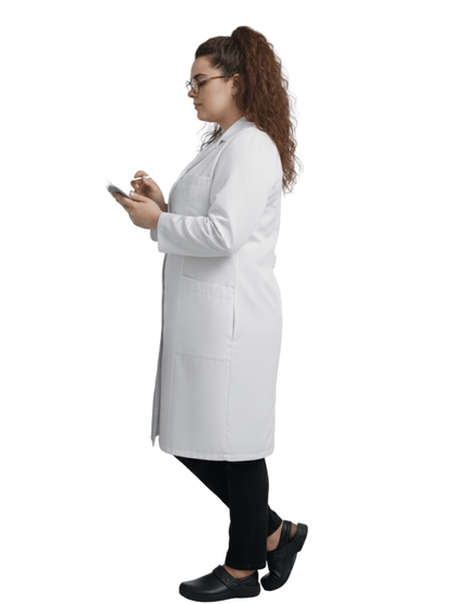 Jaleco Plus Size Feminino Branco com Botão Manga Longa
