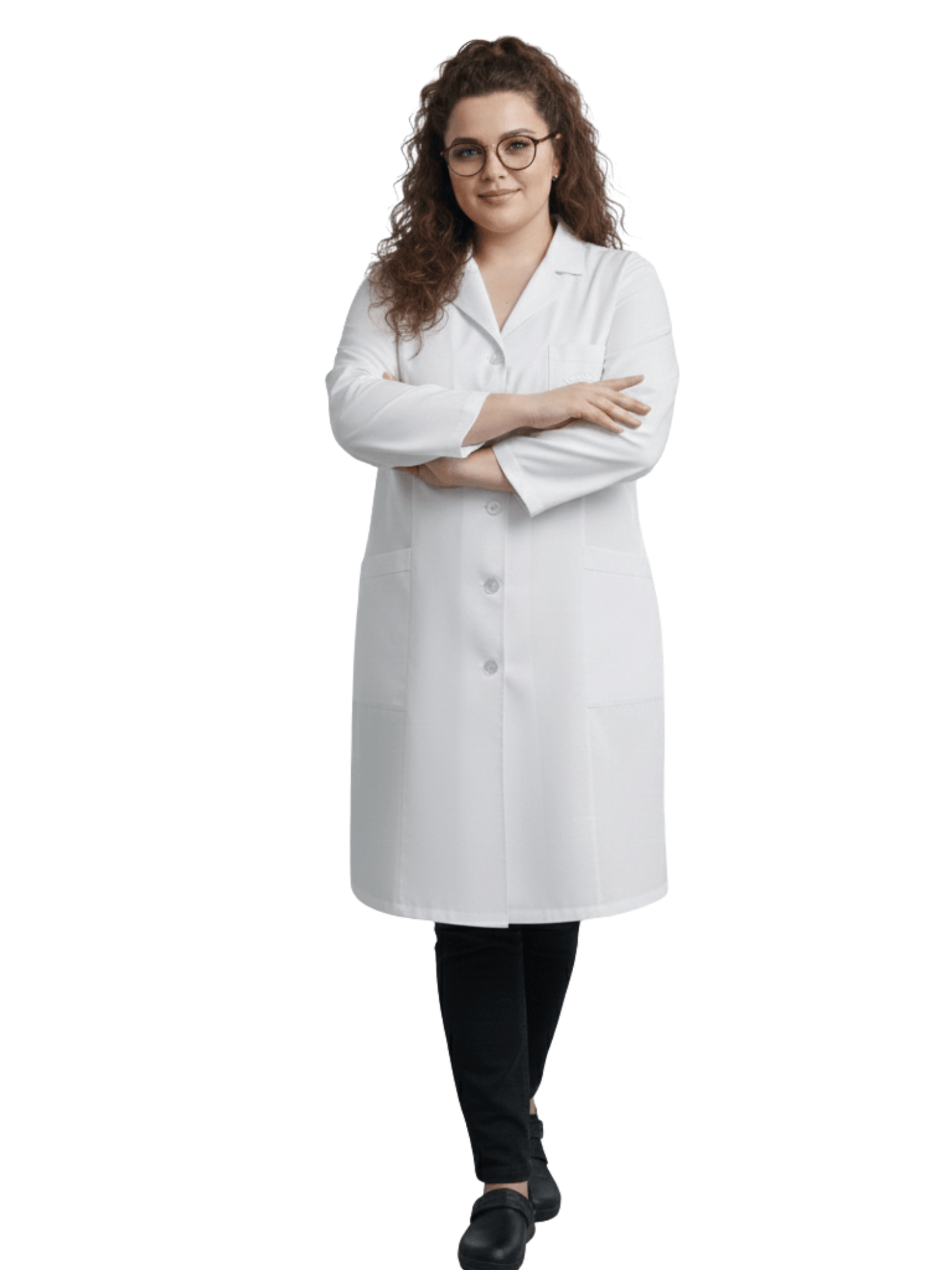 Jaleco Plus Size Feminino Branco com Botão Manga Longa