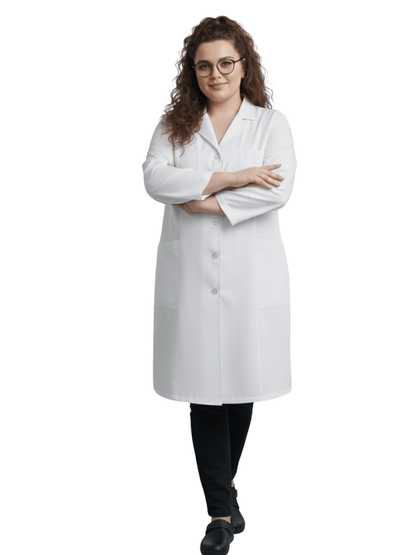 Jaleco Plus Size Feminino Branco com Botão Manga Longa