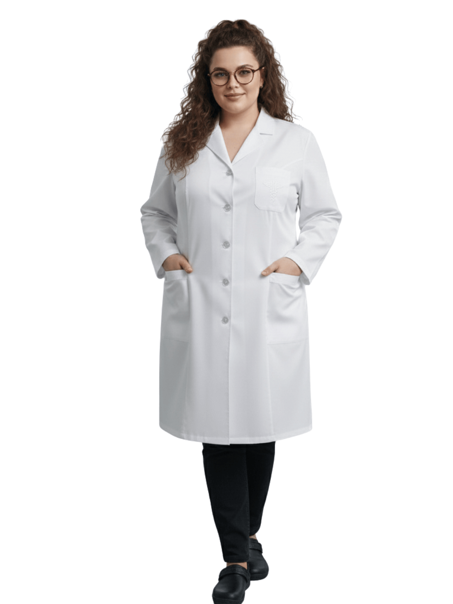 Jaleco Plus Size Feminino Branco com Botão Manga Longa