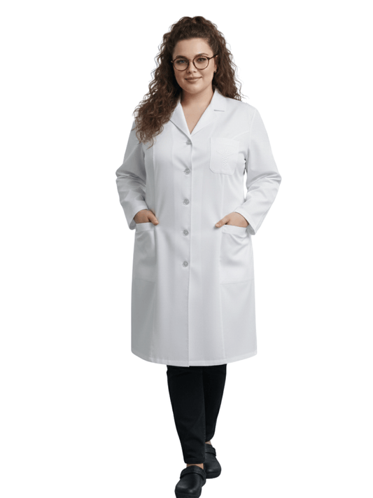 Jaleco Plus Size Feminino Branco com Botão Manga Longa
