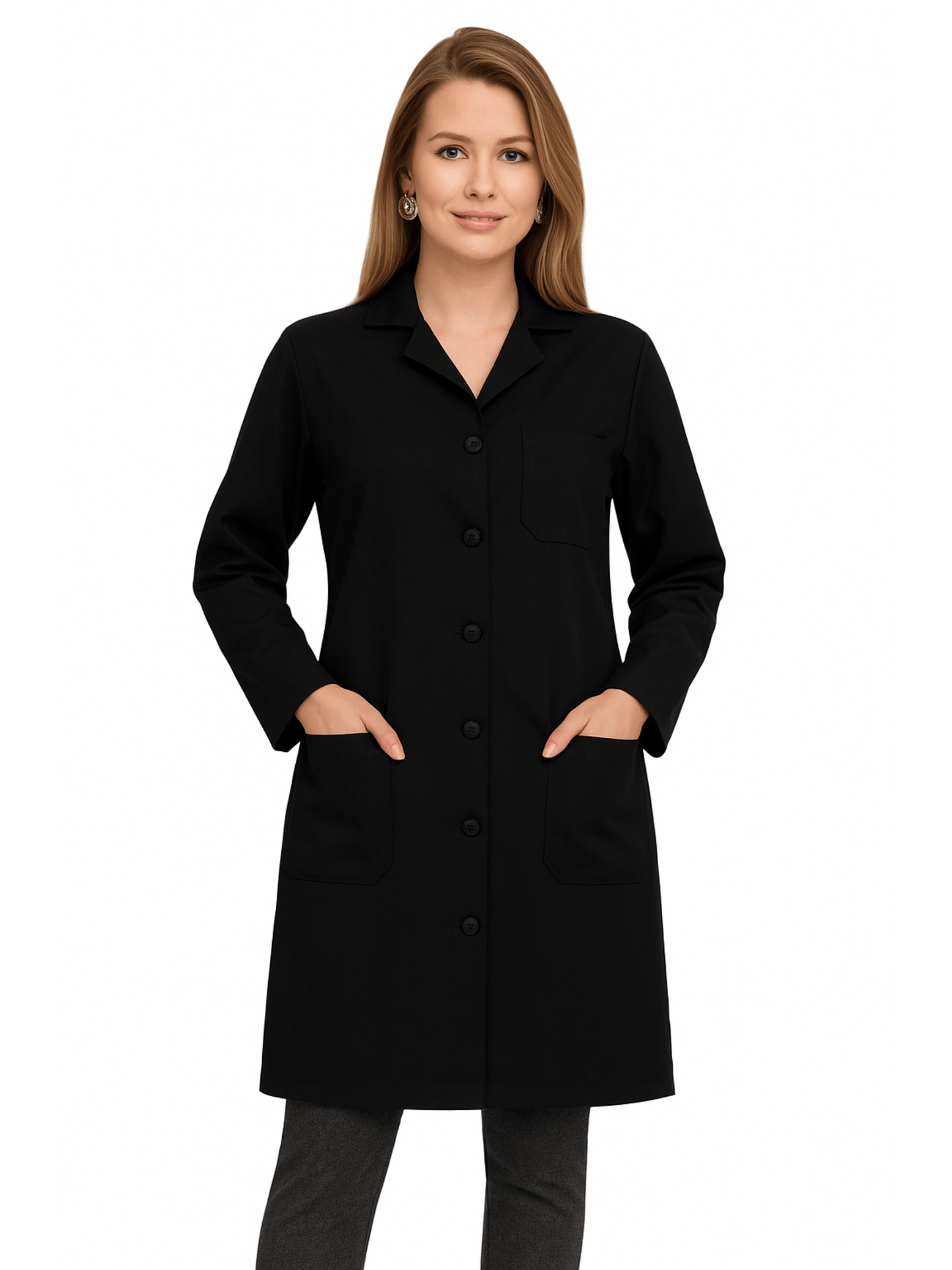 Jaleco Feminino com Botão Manga Longa