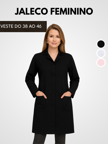 Jaleco Feminino com Botão Manga Longa