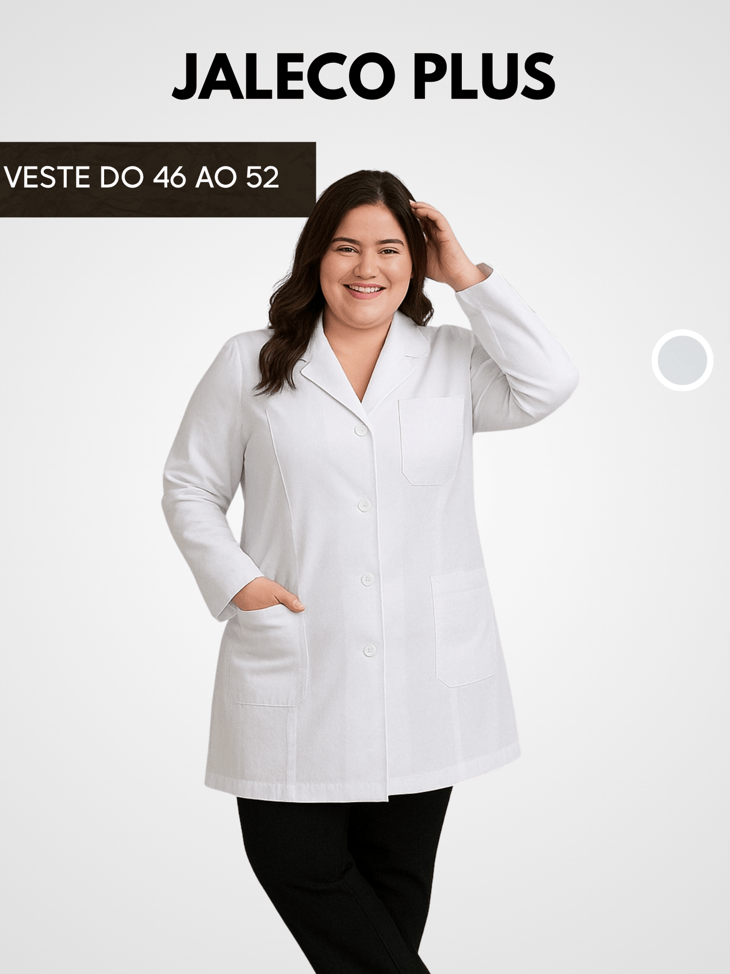 Jaleco Plus Size Feminino com Botão Manga Longa