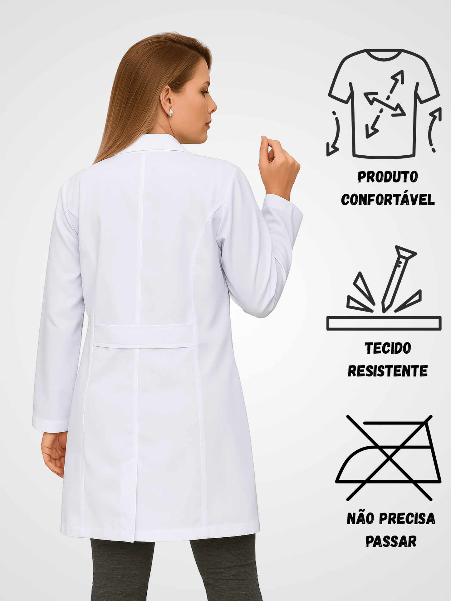 Jaleco Feminino com Botão Manga Longa