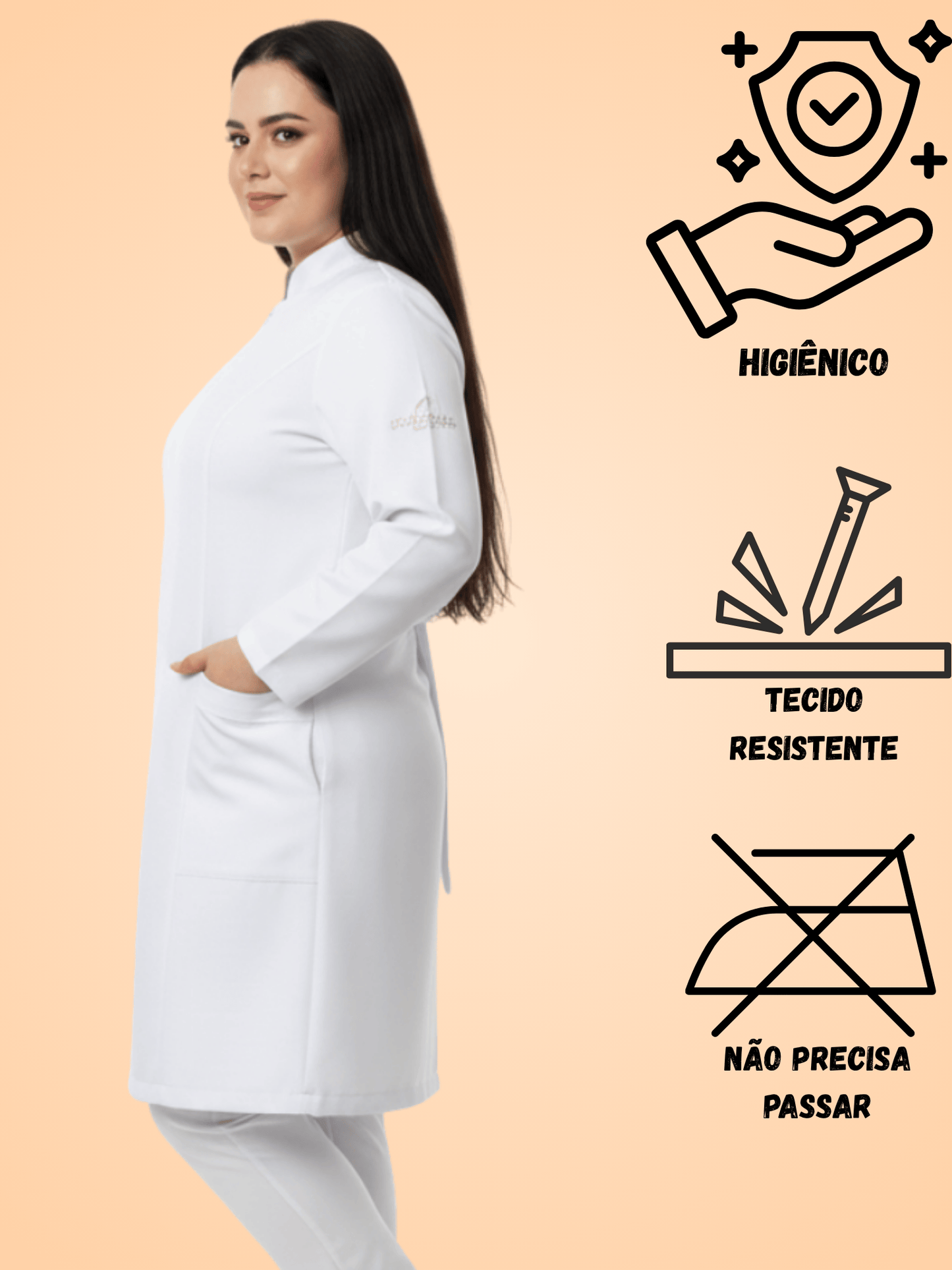 Jaleco Feminino com Zíper Manga Longa