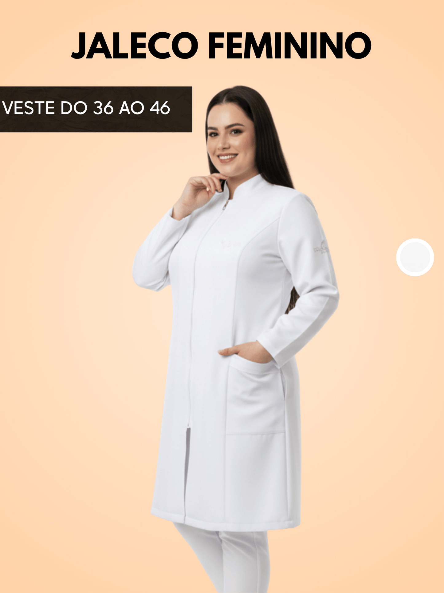 Jaleco Feminino com Zíper Manga Longa